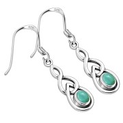 Turquoise Celtic Knot Drop Dangle Hook Earrings - e299